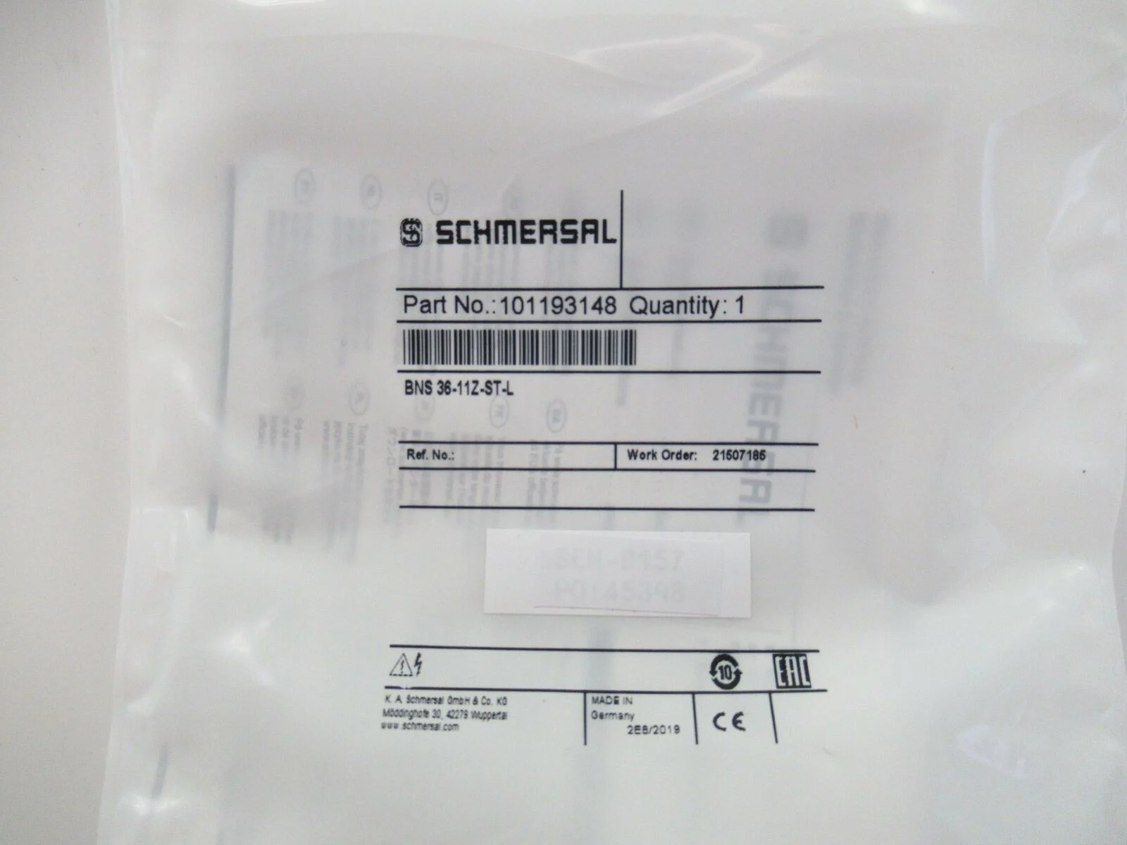 101193148 BNS 36-11Z-ST-L Schmersal Magnetic Safety Sensor