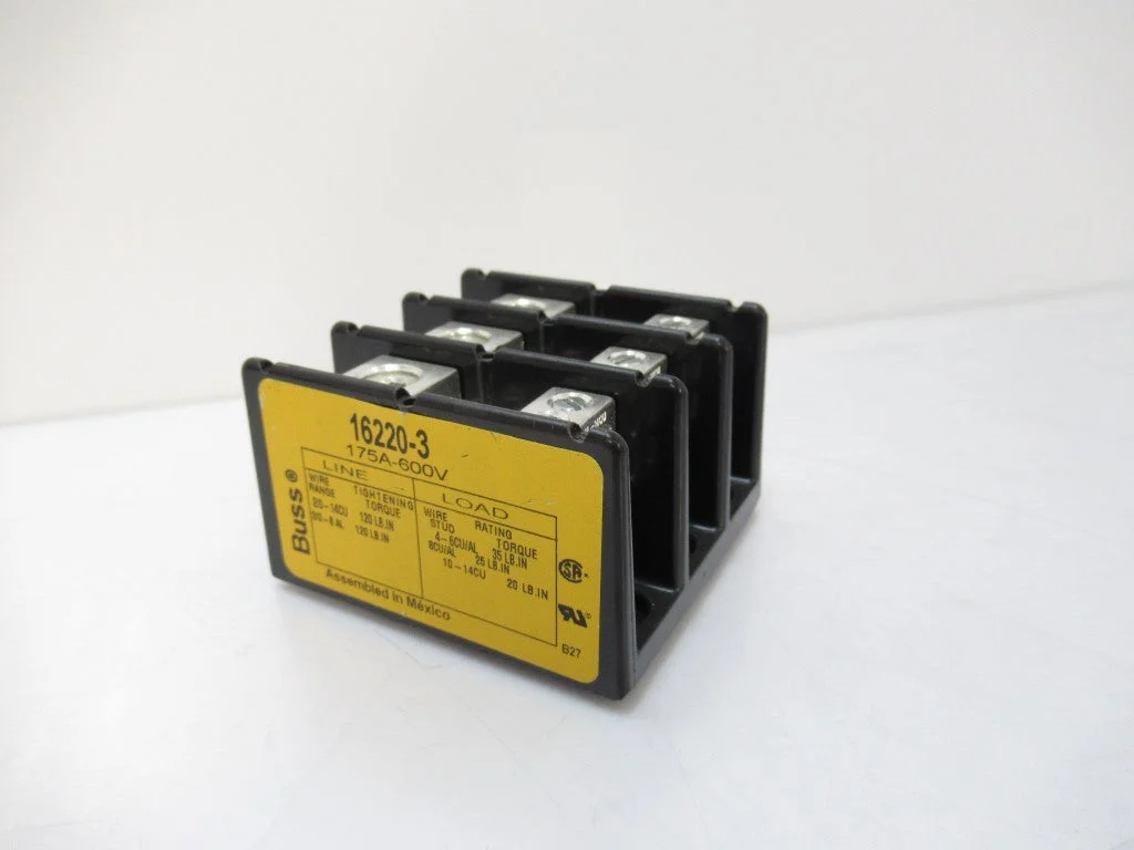 16220-3 Bussmann Power Distribution Block, 175 A, 600V, 3-Pole