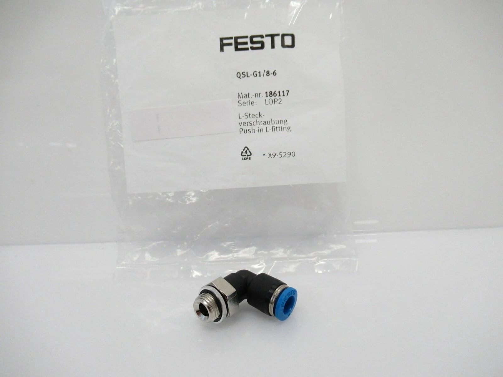 186117 QSL-G1/8-6 Festo Push-In L-Fitting