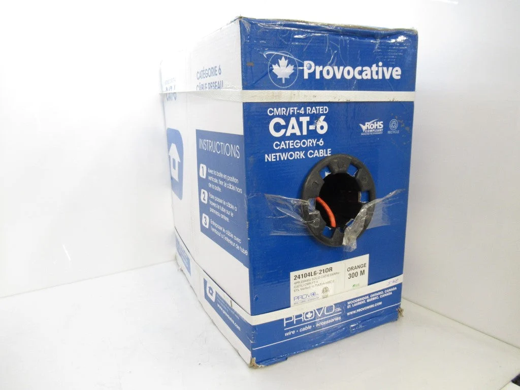 24104L6-210R 2 Provo Cable 4PR 23AWG Solid CAT-6 550Mhz