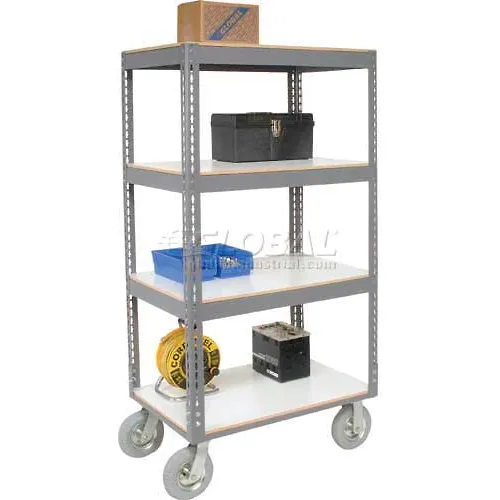Global Industrial™ Boltless Shelf Truck w/4 Shelves & Pneumatic Casters, 36"Lx18"Wx68"H, Gray