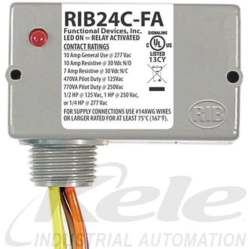 Functional Devices RIB24C-FA 24 VAC/VDC Enclosed Polarized Relay, 1 SPDT N/O