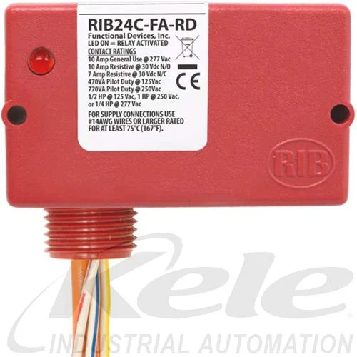Functional Devices RIB24C-FA-RD 24 VAC/VDC Enclosed Polarized Relay, 1 SPDT N/O