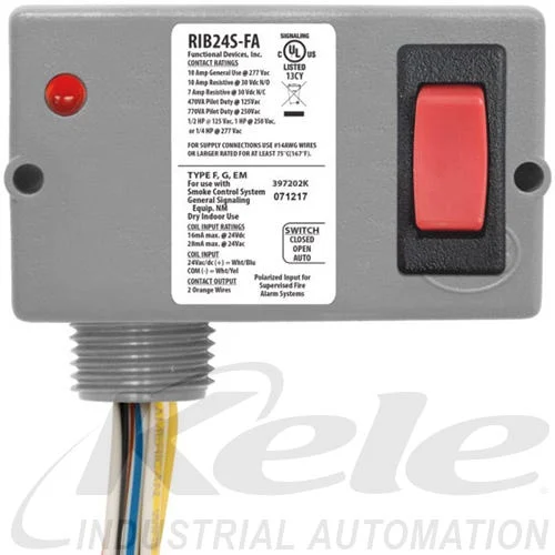 Functional Devices RIB24S-FA 24 VAC/VDC Enclosed Polarized Relay, 1 SPST, N/O