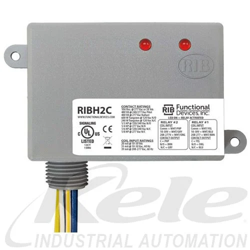 Functional Devices RIBH2C 10-30 VAC/VDC or 208-277 VAC Enclosed Pilot Relay, 2 SPDT