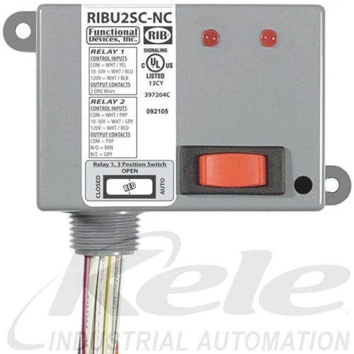 Functional Devices RIBU2SC-NC 10-30 VAC/VDC or 120 VAC Enclosed Pilot Relay, 1 SPST N/C, 1 SPDT