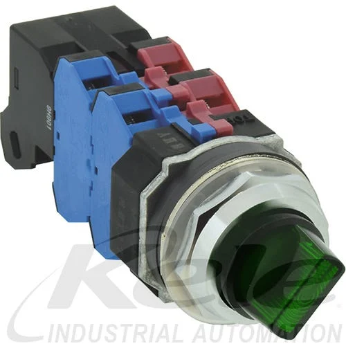 Idec ASLD224620DN-G 30mm Selector Switch, 2-Pos, 2 N/O, 240V Green LED