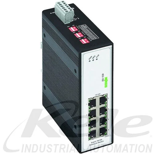 WAGO 852-102 Eight-Port 10/100 Mbps Industrial Unmanaged Ethernet Switch [8520102]