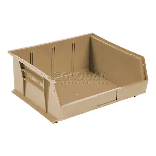 Quantum Storage® Plastic Hang & Stack Bin, 16-1/2 x 14-3/4 x 7 Ivory - Pkg Qty 6