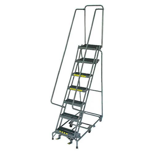 7 Step 24" W Grip All Directional Steel Rolling Ladder - PIP-7-30G