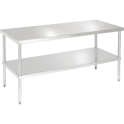 Aero Manufacturing 304 Stainless Steel Table, 72 x 30", Undershelf, 14 Gauge