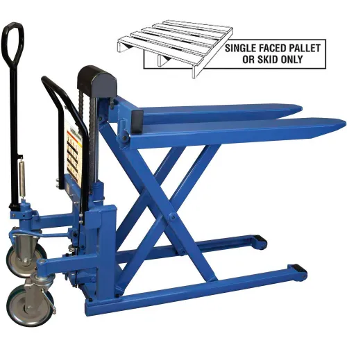 Bishamon® SkidLift Foot Operated High-Lift Skid Truck, 1100 lb. Capacity, 27"W x 42-1/2"L Forks
