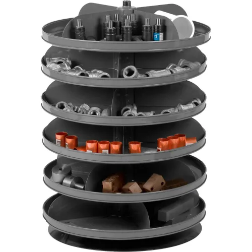 Durham 17" Diameter Rotabin® Revolving Parts Storage Shelving Center 1106-95 - 6 Shelves