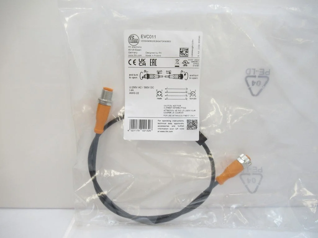 EVC011 IFM Electronic Patchcord Straight Female To Male M12, AWG 22