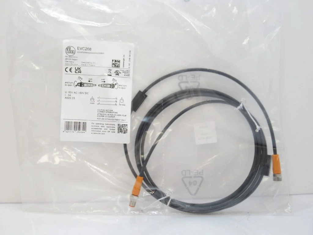 EVC268 IFM Electronic Patchcord Straight Female To Male M8, 2M