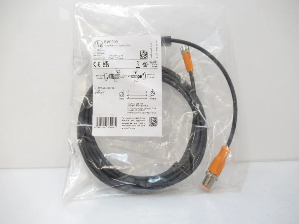 EVC999 Ifm Electronic Patch Chord M8 3 Pin Female/M12 3.5m