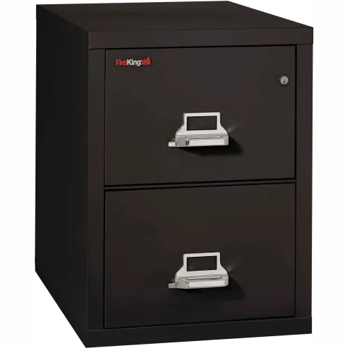 Fireking Fireproof 2 Drawer Vertical File Cabinet - Letter Size 18"W x 31-1/2"D x 28"H - Black