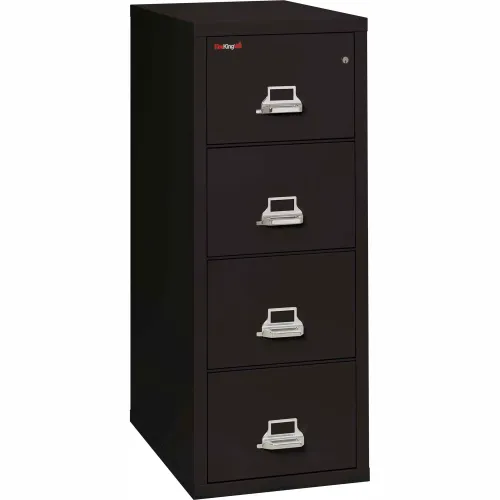 Fireking Fireproof 4 Drawer Vertical File Cabinet - Legal Size 21"W x 31-1/2"D x 53"H - Black