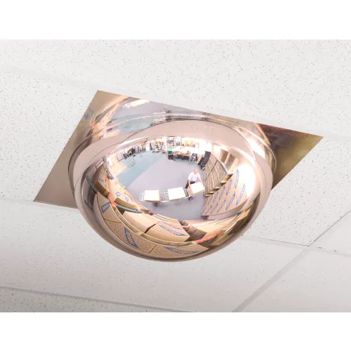 Full Dome Acrylic Drop-In Mirror, Indoor, 23" Dia. W/2'x2' Panel, 360° Viewing Angle