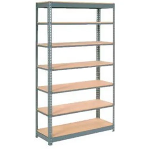 Global Industrial 7 Shelf, Commercial Duty Boltless Shelving, Starter, 48"W x 24"D x 96"H, Wood Deck