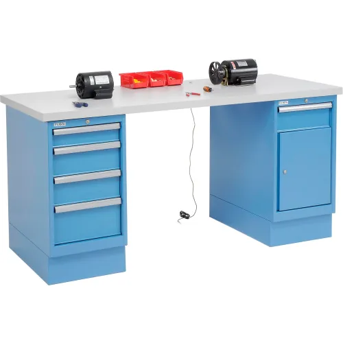 Global Industrial™ 72 x 30 ESD Square Edge 4 Drawer & Cabinet Workbench