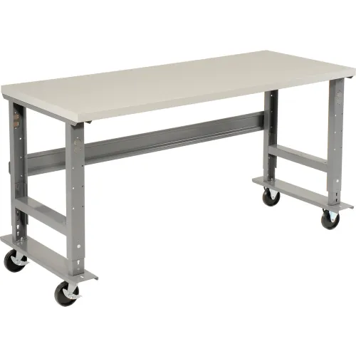 Global Industrial™ 72x36 Mobile Adjustable Height C-Channel Leg Workbench - ESD Safety Edge