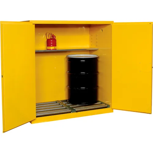Global Industrial™ Drum Storage Cabinet Double Door Manual Close Vertical, 59"W x 34"D x 65"H