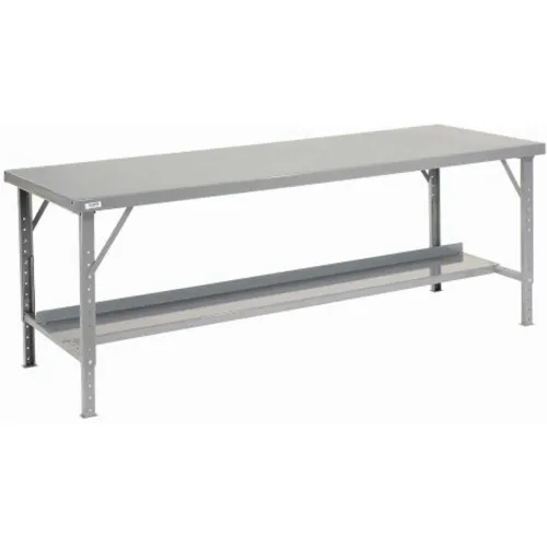 Global Industrial™ Extra Long Assembly Workbench, 120 x 28", Folding Leg, Steel Square Edge
