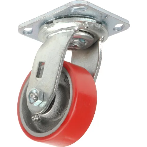 Global Industrial™ Heavy Duty Swivel Plate Caster, 4" Polyurethane Wheel, 600 Lb. Capacity
