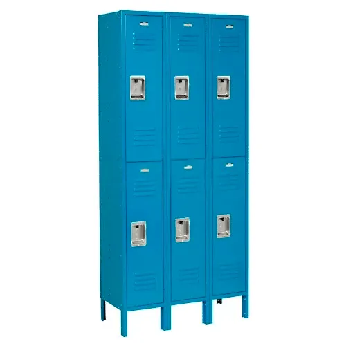 Global Industrial™ Infinity® 2-Tier 6 Door Locker, 36"W x 18"D x 78"H, Blue, Unassembled