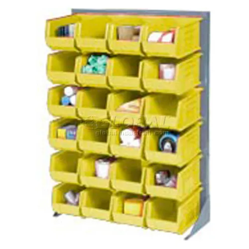 Global Industrial™ Louvered Bin Rack w/ 16(C), 18(D), 8(F) Yellow Bins, 36"W x 15"D x 50"H