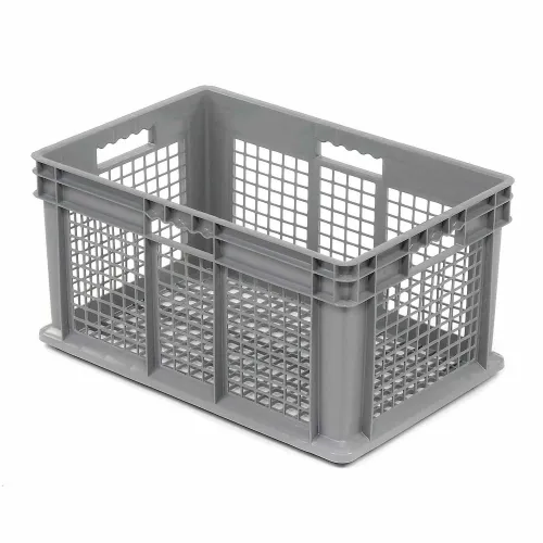 Global Industrial™ Mesh Straight Wall Container, 23-3/4"L x 15-3/4"W x 16-1/8"H, Gray - Pkg Qty 2