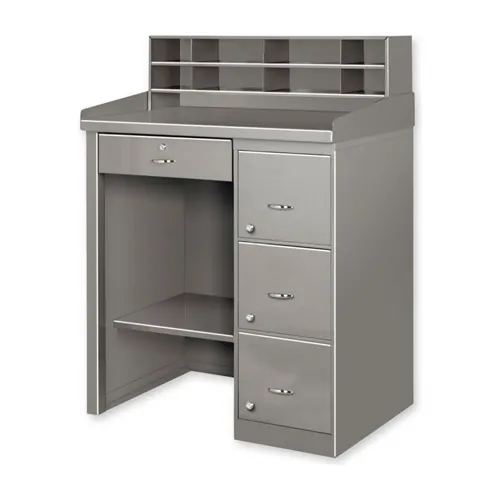 Global Industrial™ Pedestal Shop Desk W/ 4 Drawers & Shelf, 39"W x 28"D, Blue