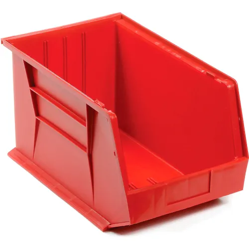 Global Industrial™ Plastic Hang & Stack Bin, 16"L x 11"W x 8"H, Red - Pkg Qty 4