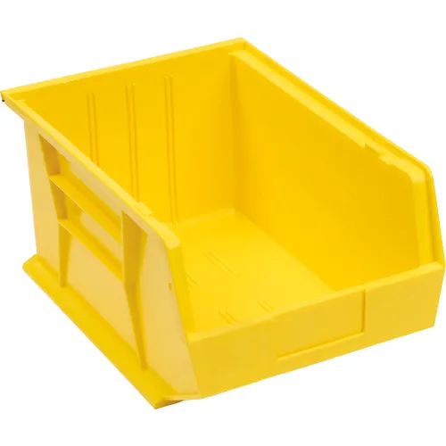 Global Industrial™ Plastic Hang & Stack Bin, 16"L x 11"W x 8"H, Yellow - Pkg Qty 4
