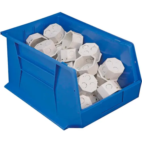 Global Industrial™ Plastic Hang & Stack Bin, 18"L x 11"W x 10"H, Blue - Pkg Qty 4