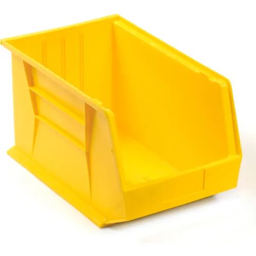 Global Industrial™ Plastic Hang & Stack Bin, 18"L x 11"W x 10"H, Yellow - Pkg Qty 4