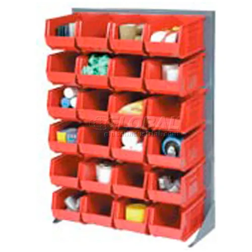 Global Industrial™ Singled Sided Louvered Bin Rack 35 x 15 x 50 - 48 Red Premium Stacking Bins