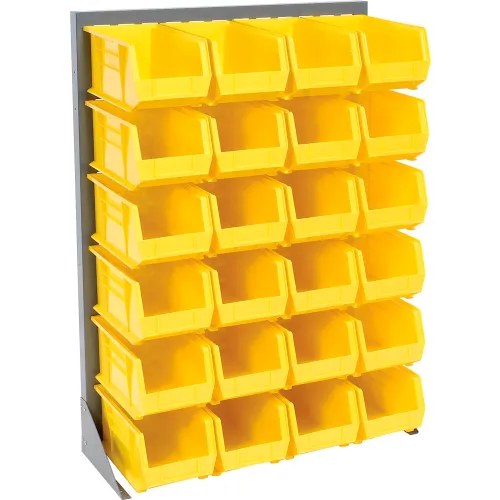 Global Industrial™ Singled Sided Louvered Bin Rack w/ 24(F) Yellow Bins, 36"W x 15"D x 50"H