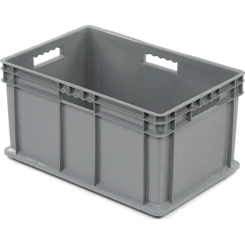 Global Industrial™ Solid Straight Wall Container, 23-3/4"L x 15-3/4"W x 16-1/8"H, Gray - Pkg Qty 2