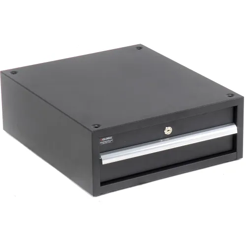 Global Industrial™ Stacking Steel Drawer W/ Cylinder Lock, 17-1/4"W x 20"D, Gray