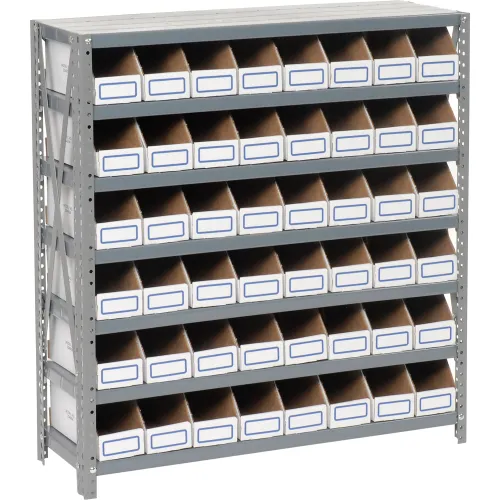 Global Industrial™ Steel Open Shelving with 48 Corrugated Shelf Bins 7 Shelves - 36x12x39