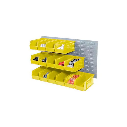 Global Industrial™ Wall Bin Rack Panel 36 x19 - 24 Yellow 5-1/2x11x5 Stacking Bins