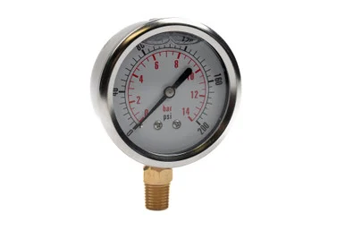 Glycerine Filled Pressure Gauges, 2.5 in Diameter, 0-200 PSI