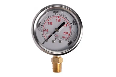 Glycerine Filled Pressure Gauges, 2.5 in Diameter, 0-4000 PSI