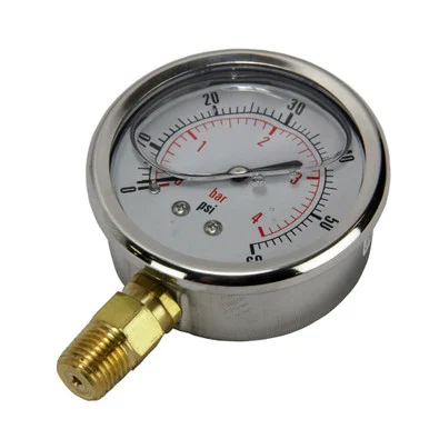 Glycerine Filled Pressure Gauges, 2.5 in Diameter, 0-60 PSI