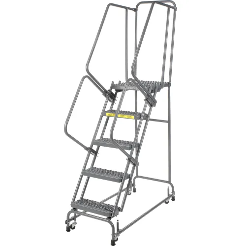 Grip 16"W 5 Step Steel Rolling Ladder 21"D Top Step - FSH51821G