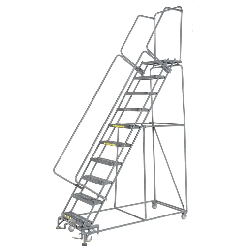 Grip 24"W 10 Step Steel Rolling Ladder 14"D Top Step - FS103214G