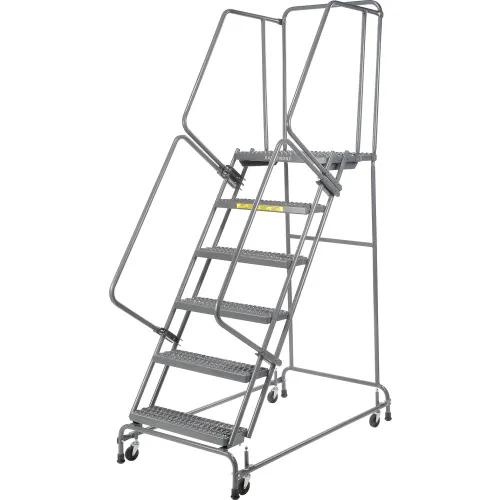 Grip 24"W 6 Step Steel Rolling Ladder 21"D Top Step- Lock Type A - FSH62621G