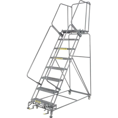 Grip 24"W 8 Step Steel Rolling Ladder 21"D Top Step - FS083221G
